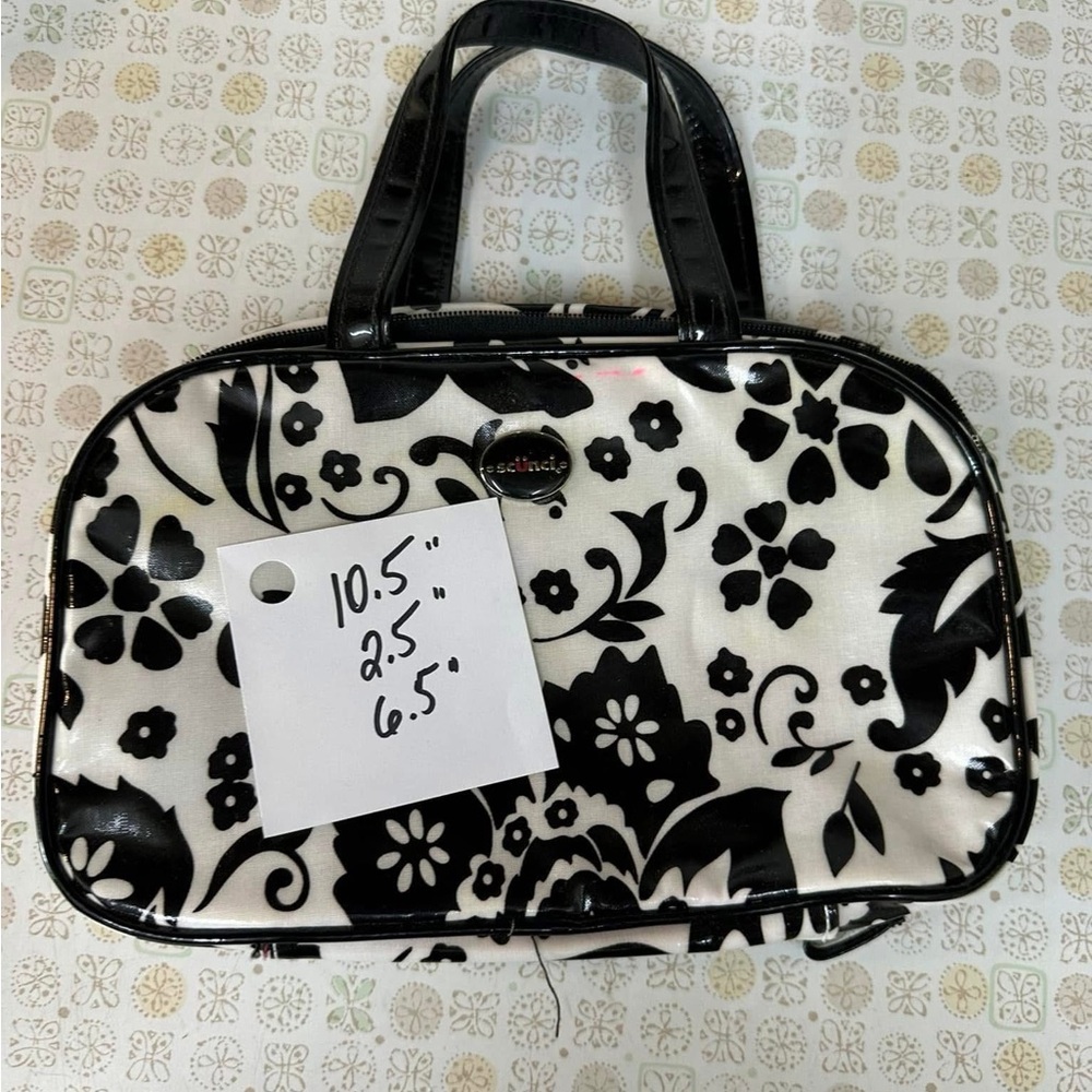 Black and White Floral Makeup Bag